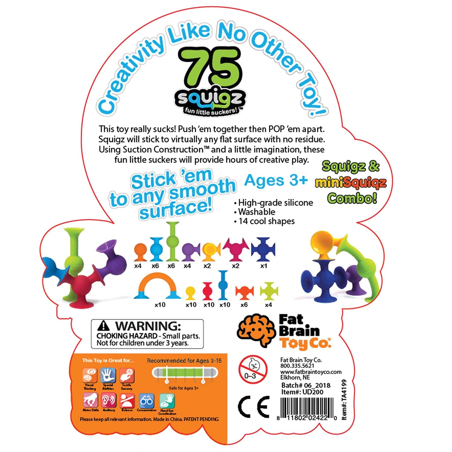 Fat Brain Toys Squigz 75 Piece Set - Suction Cup Set Wi | B2B